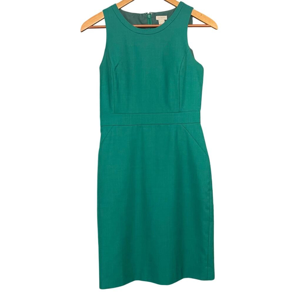 Emerald Green J. Crew Wool Blend Sleeveless Sheath Dress Size 0